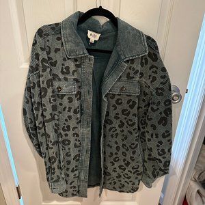 Distressed Cordoruy Cheeta Shacket